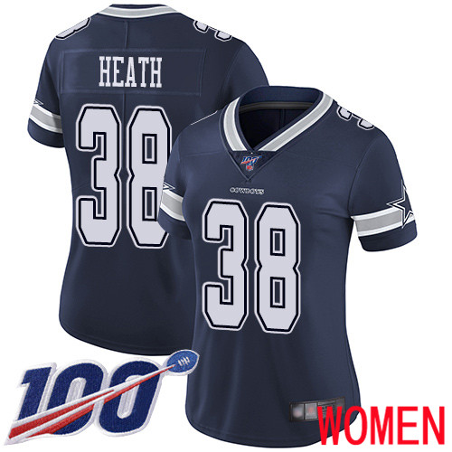Women Dallas Cowboys Limited Navy Blue Jeff Heath Home 38 100th Season Vapor Untouchable NFL Jersey